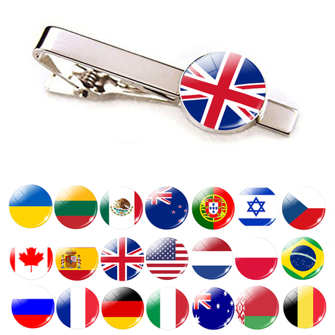 Clips de corbata con bandera nacional de EE. UU. Para hombre, corbatas de Metal a la moda, alfileres de botón, accesorios para traje de boda, 30 países ► Foto 1/6