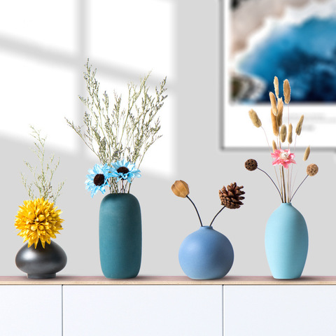Floreros modernos de flor minimalista para el hogar, accesorios de decoración para habitaciones, jarrón de cerámica creativo para arreglo de flores ► Foto 1/6