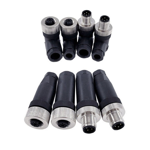 Conector de sensor M12, A prueba de agua, macho y hembra, tornillo de acoplamiento roscado, 4, 5, 8 pines, tipo A, conectores de sensor ► Foto 1/6