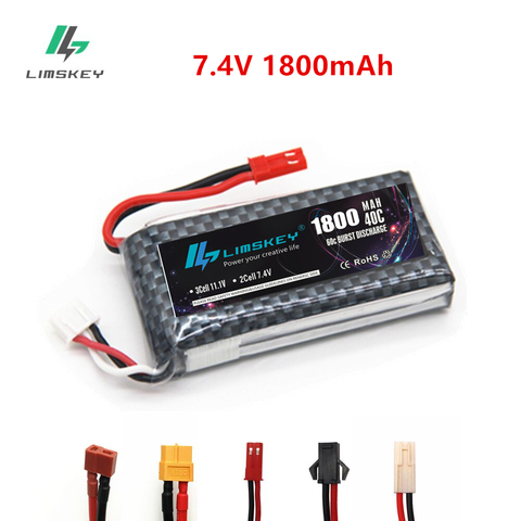 De alta velocidad de 7,4 v 1800mAh Lipo batería para RC partes de helicóptero 2s batería de litio 7,4 v 35C aviones RC coches Drones batería T /XT60 ► Foto 1/3