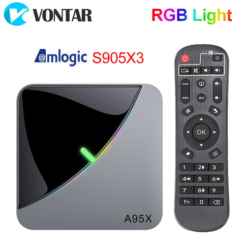 A95X F3 aire RGB luz de la caja de TV Android 9,0 Amlogic S905X3 8K 4GB 64GB Wifi H.265 4K 60fps YoutubeTVBOX Android 9 A95XF3 ► Foto 1/6