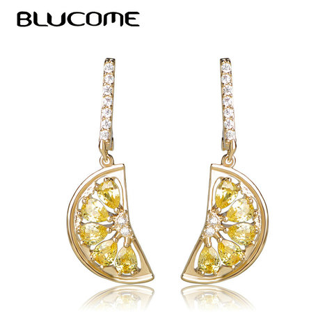 Blucome-pendientes de zirconia cúbica para mujer y niña, aretes colgantes de Color dorado, naranja y limón, joyería para la oreja, regalo de Navidad ► Foto 1/6