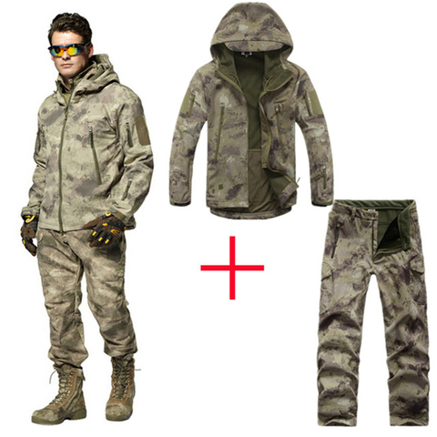 Conjunto de chaqueta Softshell táctica para hombre, cazadora de camuflaje, abrigos de caza impermeables, prendas de vestir, forro polar militar del ejército, Invierno ► Foto 1/6