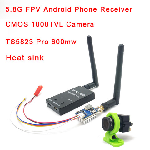 5,8G receptor FPV UVC Video enlace descendente OTG VR teléfono Android + 5,8G transmisor 600mw lanzador + CMOS 1000TVL cámara con disipador de calor ► Foto 1/6