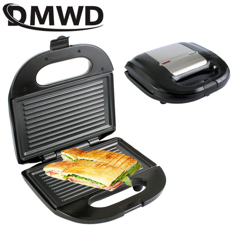 DMWD multifuncional eléctrico Mini sándwich responsables de asar a la parrilla Panini Placa de tostadora desayuno máquina horno de barbacoa de enchufe de la UE ► Foto 1/6