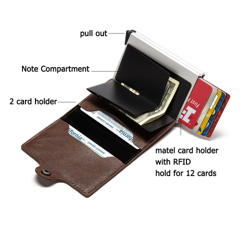 Bycobecy cartera RFID de alta calidad para hombres billetera con tarjeta RFID Cartera de dinero Mini monedero de aluminio masculino doble caja pequeña para hombres ► Foto 1/6