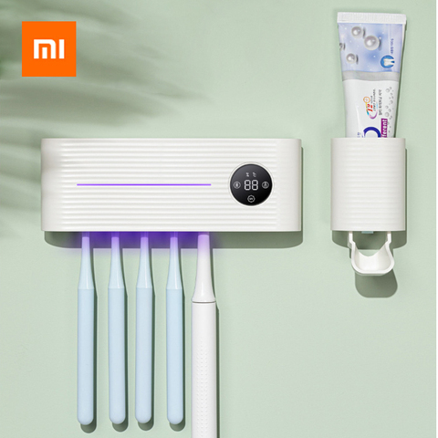 Xiaomi-soporte para cepillo de dientes UVC, esterilización ultravioleta, secado al aire, dispensador de pasta dental, estante montado en la pared, accesorios de baño ► Foto 1/5