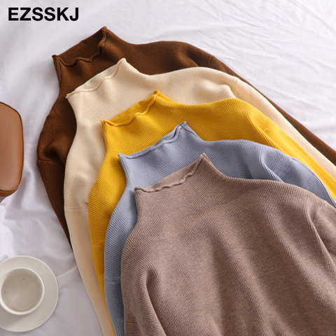 Oversize de las mujeres, suéter de suéter Casual de manga larga de cuello alto elegante suelto 2022 Jersey de punto para mujer sudaderas soft top ► Foto 1/6