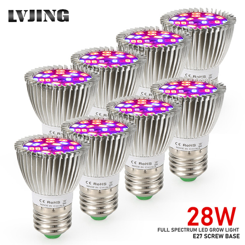 LVJING-Luz Led de crecimiento hidropónico, Bombilla E27 de espectro completo 85-265V, lámpara UV IR, plantas, plántulas de flores, Fitolamp, 8 Uds. Por lote ► Foto 1/6