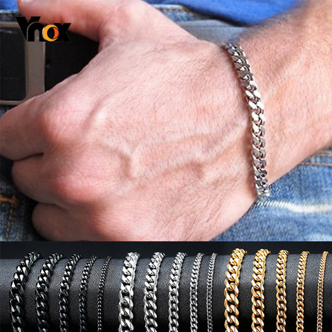 Vnox-pulsera de cadena gruesa de acero inoxidable para hombre, brazalete Curban de 3-11mm, estilo clásico, Punk ► Foto 1/6