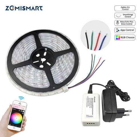 Zemismart-controlador ZLL Zigbee con tira LED RGB de 5M, Control de bajo voltaje por Echo Plus, Smartthing directo ► Foto 1/6