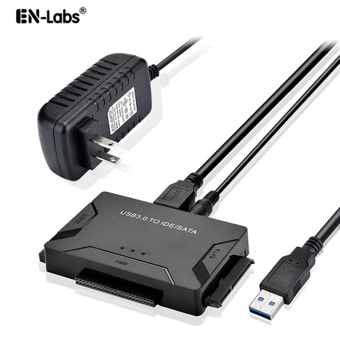 Adaptador USB SATA IDE con Cable de alimentación 12V2A, convertidor 2,5 3,5 IDE / SATA HDD a USB 3,0, disco duro SSD / IDE 2,5 CD-ROM a USB 3 ► Foto 1/6