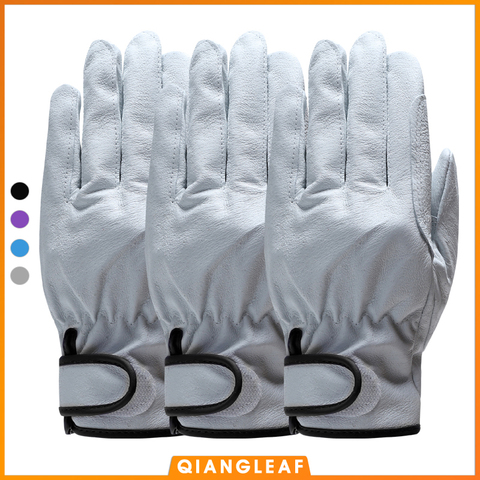 QIANGLEAF-guantes de trabajo de protección para hombre, guantes finos de cuero de Grado D, para trabajo al aire libre, venta al por mayor, 527, 3 uds. ► Foto 1/5