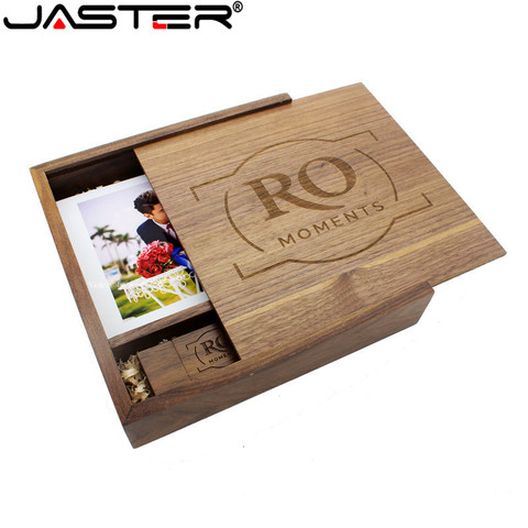 JASTER-unidad flash usb para fotografía, álbum de foto de madera, disco U, Pendrive, 8GB, 16GB, 32GB, 64GB, vídeo de boda, 1 Uds., logotipo gratis ► Foto 1/6