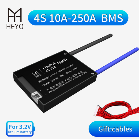 HEYO-Placa de batería del mismo puerto para bicicleta eléctrica, 26650, 3,2 V, 20A, 30A, 40A, 60A, 80A, 100A, 150A, 200A, 12V, makita Lipo, Lifepo4, con Balance BMS, 4s ► Foto 1/5