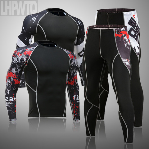 2022 conjnto de ropa inerior  para hmbre MMA rasard tácticas lgings color sóldo fitess conjunto de compresión para hombre marcas de ropa para hombre ► Foto 1/6