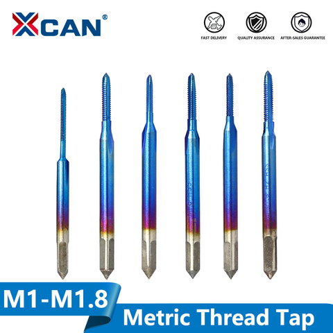 XCAN M1-M1.8 Nano azul recubierto toque de rosca métrica de la máquina de la flauta recta Tap HSS 6542 tornillo Tap broca ► Foto 1/5