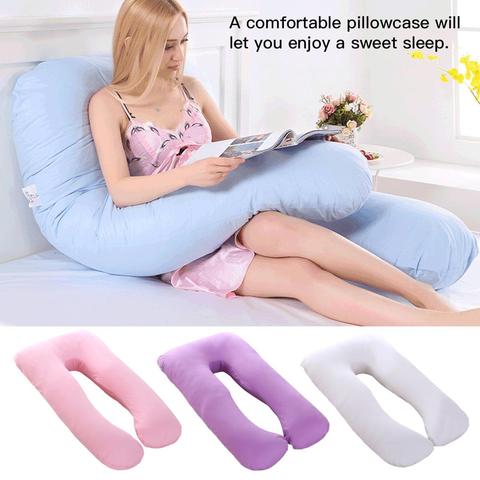 Funda de almohada grande en forma de U para mujer embarazada, cubierta de cojín Maternal multifuncional, funda de almohada de algodón para dormir lateral #4W ► Foto 1/6