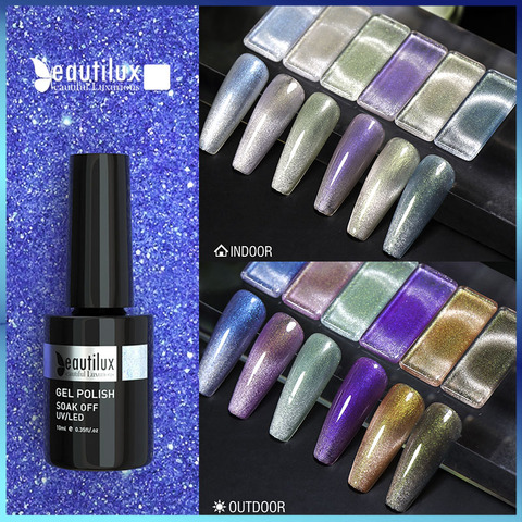 Beautilux sensible a los rayos UV esmalte en Gel estilo Cat Eye cambio de luz magnética laca de Gel para uñas Semi permanente para manicura y Arte para uñas laca 10ml ► Foto 1/6