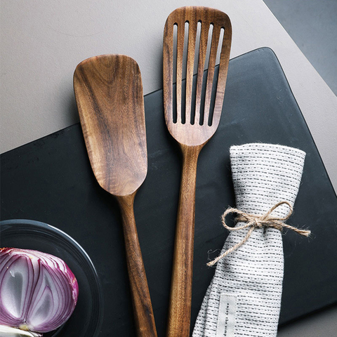 Espátula de madera para utensilios de cocina, pala antiadherente, utensilios de cocina, utensilios de madera, accesorios de cocina ► Foto 1/6