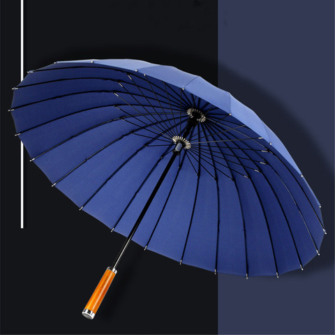 Leodauto-sombrilla de madera resistente al viento para hombre y mujer, Parasol chino resistente al viento, resistente a la lluvia, para negocios, exteriores, 24k ► Foto 1/6