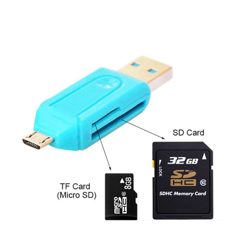 Nuevo Micro USB y USB 2 en 1 lector de tarjetas OTG de alta velocidad USB2.0 Universal OTG TF/SD para ordenador Android encabezados de extensión ► Foto 1/4