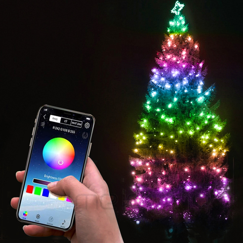 Luces LED inteligentes con Bluetooth para decoración del hogar, tira de luces de decoración de árbol de Navidad con Control remoto por aplicación, 2-20m ► Foto 1/6