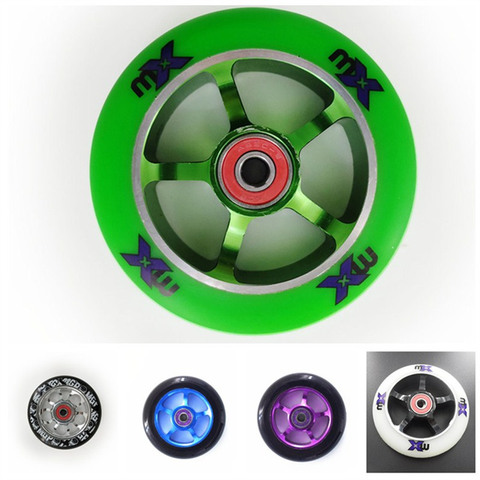 Rueda de aleación de aluminio de alta precisión para patinete, rueda de alta velocidad de 110mm, color blanco, verde, azul, 100mm, 88A, MX, 2 ABEC-9 ► Foto 1/6