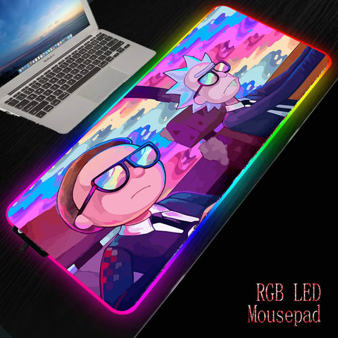 XGZ Anime Morty juegos RGB MousePad gran Borde de bloqueo juego de velocidad jugador LED cojín de ratón de ordenador portátil tapete para ordenador portátil para CSGO ► Foto 1/6