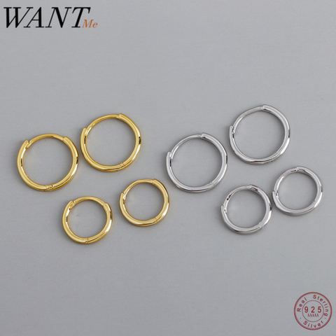 WANTME, pendientes de tuerca redondos de plata de ley 100% Real y minimalista brillante a la moda para mujer, accesorios de joyería de cumpleaños, regalo ► Foto 1/6