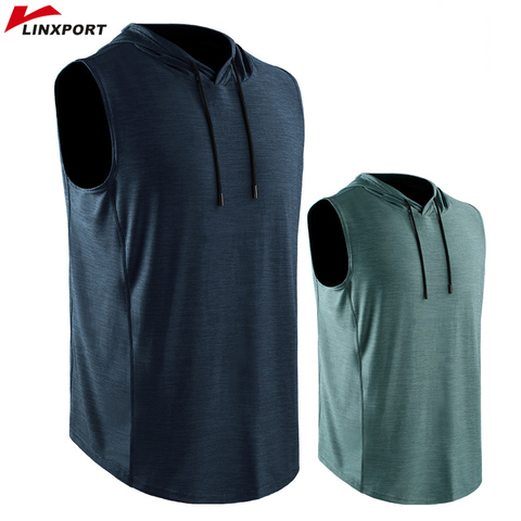 Camisetas deportivas para correr para hombre, Chaleco de entrenamiento de pesas, culturismo, ropa de gimnasio, Sudadera con capucha, Verano ► Foto 1/6