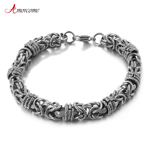 Amorcome, pulseras de eslabones de acero inoxidable para hombre, pulsera de cadena para mujer, brazalete de moda 2022, joyería de mano, regalos para novio ► Foto 1/6