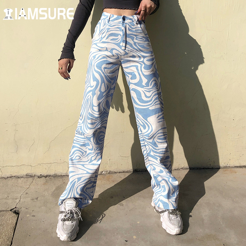 IAMSURE-Pantalones con estampado de cebra para mujer, ropa de calle fresca de media cintura, de pierna ancha, moda estética coreana Y2K, otoño y primavera ► Foto 1/6