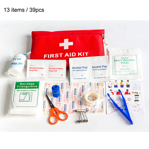 Mini kit de primeros auxilios para viaje al aire libre, caja médica pequeña para el hogar, kit de supervivencia de emergencia para el hogar, 13 artículos/39 Uds. ► Foto 1/4
