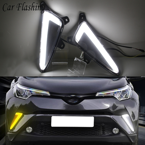 Coche que destella 2 unids para Toyota CHR c-rh 2017 2022 LED diurno Correr señal de giro DRL Luz de niebla freno de la lámpara luz de conducción ► Foto 1/6