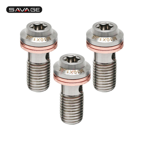 Tornillo Universal de cilindro maestro de freno trasero para motocicleta, ajustador de manguera de aceite, tornillos de perno Banjo inoxidable, accesorios M10 * 1,25 ► Foto 1/6