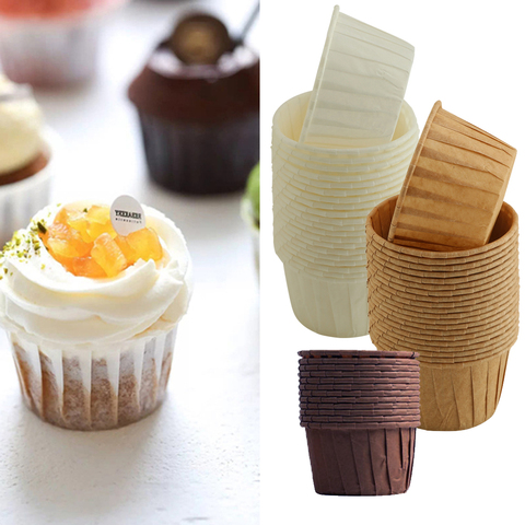 50 uds Muffins taza de papel envolturas de la magdalena copas para hornear, recipientes cajas de Muffins pastel taza DIY herramientas de cocina para tartas suministros para hornear ► Foto 1/6