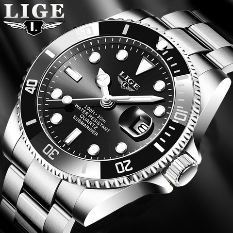 LIGE-reloj de cuarzo deportivo para hombre, accesorio Masculino de pulsera resistente al agua 30ATM con calendario, complemento Masculino de marca de lujo con diseño moderno ► Foto 1/6