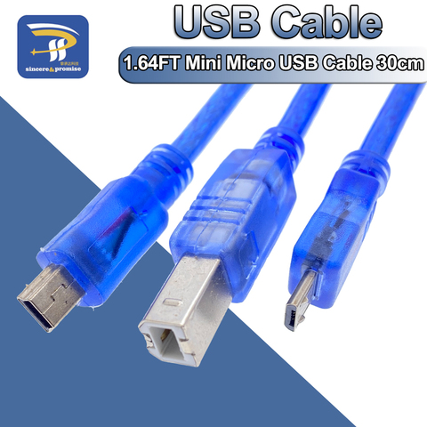 Cable USB de 30cm y 1,64 pies para Uno r3/Nano/MEGA 2560/Leonardo/Pro micro/debido A la alta calidad, tipo Mini / Micro USB 0,3 m para Arduino ► Foto 1/6