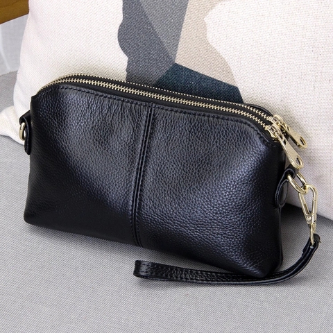 100% cuero genuino de la alta calidad bolso de embrague estilo de tendencia de la moda las mujeres mensajero doble propósito ocio #38177 ► Foto 1/6