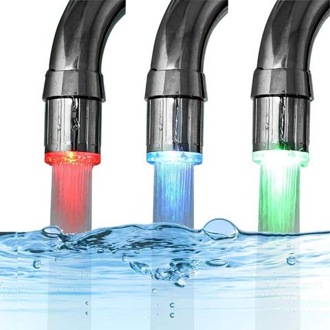 ZhangJi LED grifo de luz boquilla grifo RGB Color parpadeante temperatura grifo aireador ahorro de agua cocina accesorios de baño ► Foto 1/6