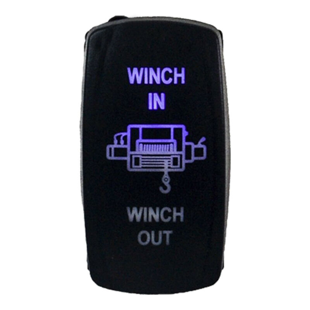 Interruptor basculante láser LED azul con botón Winch In out para Jeep Polaris UTV camión barco 7 pines interruptores relés estilo ► Foto 1/6