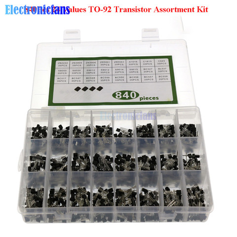 840 Uds 24 valores a 92 Kit de surtido de transistores BC327 BC337 BC547 Transistor triodo 2N2222 3904 3906 C945 PNP, NPN transistores ► Foto 1/5