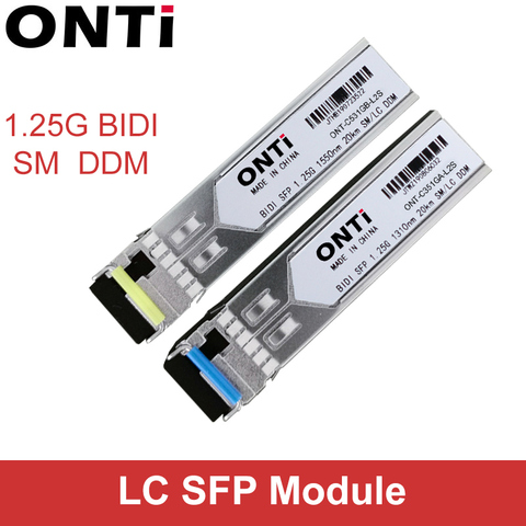 ONTi-Módulo SFP Gigabit SM LC, 3/20/40/80KM, 1,25G, Bidi, transceptor óptico de fibra de modo único, Compatible con interruptor de Ethernet, 1 par ► Foto 1/5