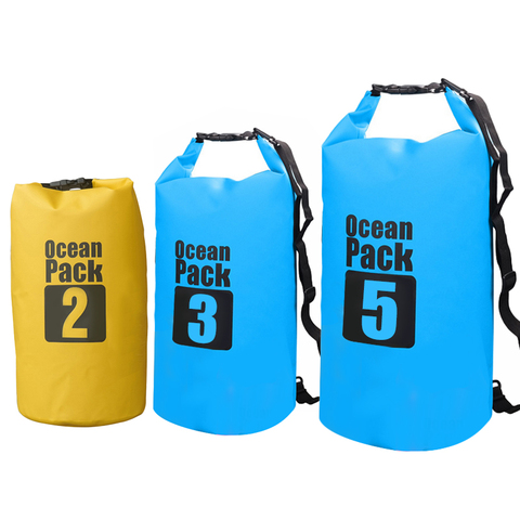 Bolsa seca impermeable de PVC, abrazadera de red resistente al agua, bolsa de almacenamiento para natación, Rafting, Kayak, acampada, 3L, 5L, 10L, 15L ► Foto 1/6