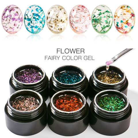 MEET ACROSS-esmalte de uñas en Gel, Serie de hadas de flores secas naturales, UV, para decoración de uñas ► Foto 1/6