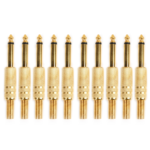 10 Uds. Chapado en oro 6,35mm macho 1/4 Mono Jack Plug Audio Connector soldadura ► Foto 1/1