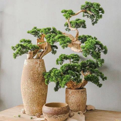 Árbol de pino Artificial de hojas, ramas de plástico, Pinaster Cypress, flor verde de Navidad para decoración del hogar y Hotel ► Foto 1/5