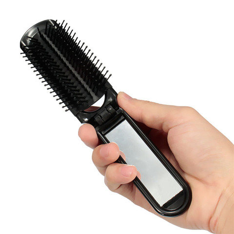 Peine de pelo de viaje profesional, peine plegable portátil con espejo, tamaño compacto de bolsillo, BILLETERA, peine de viaje, herramientas para el cabello ► Foto 1/6