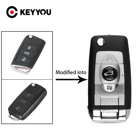 KEYYOU Flip carcasa de llave a distancia de coche 4 tipos para Volkswagen Passat VW Golf Polo Jetta Beetle Touran Bora Sharan 3 BTN hoja sin cortar ► Foto 1/6